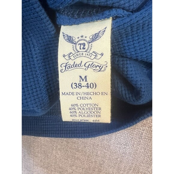 Faded Glory Mens Blue Long Sleeve Waffle Knit Thermal Sz Med. (38-40) - Picture 3 of 8